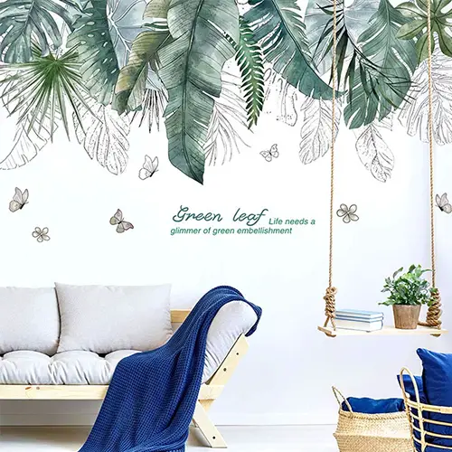 Watercolor palm leaves wall decor