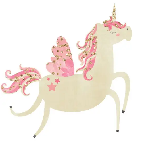 Pink Unicorn With Glitter Wall Decal