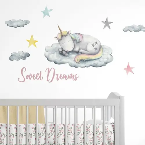 Sleeping Unicorn on Cloud With Your Kid's Name