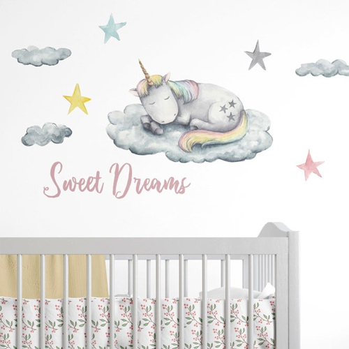 Sleeping Unicorn on Cloud With Your Kid's Name