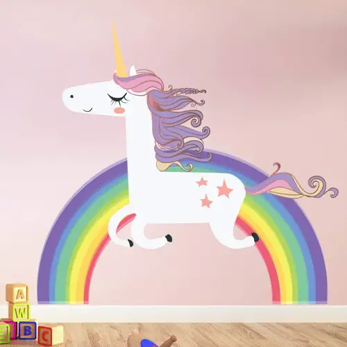 Unicorn Jumping Over the Rainbow Wall Decal