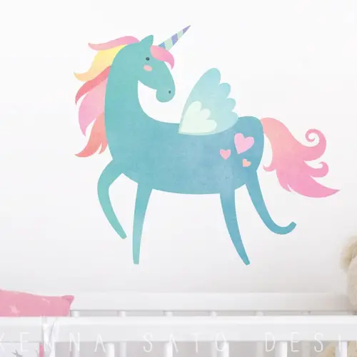 Watercolor Unicorn Illustration for Kid Room