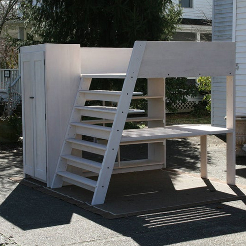 Solid Hardwood Loft Bed with Desk