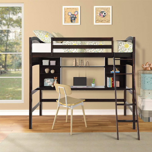 loft bed with table underneath