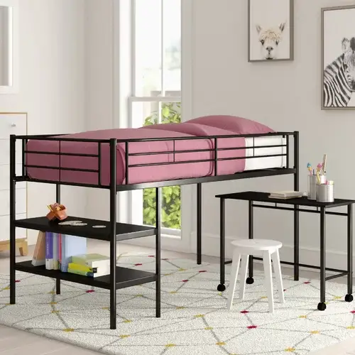 small bunk bed with desk