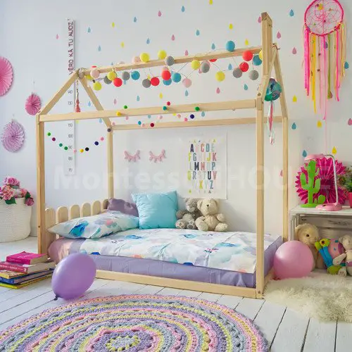 24 Best House Beds For Kids The, Twin Size House Bed With Picket Fence Railings Design