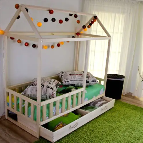 kids double house bed