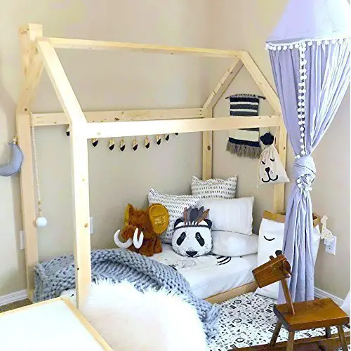 Teens Espresso Girls and Boys Knowlife House Bed Twin Bed Wood Toddler Bed with Roof and Fence for Kids