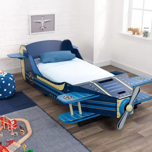 Airplane wooden toddler floor bed with storage