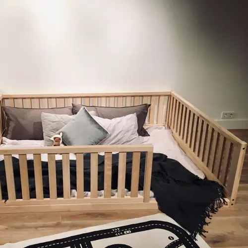 Birch hardwood double bed for toddler
