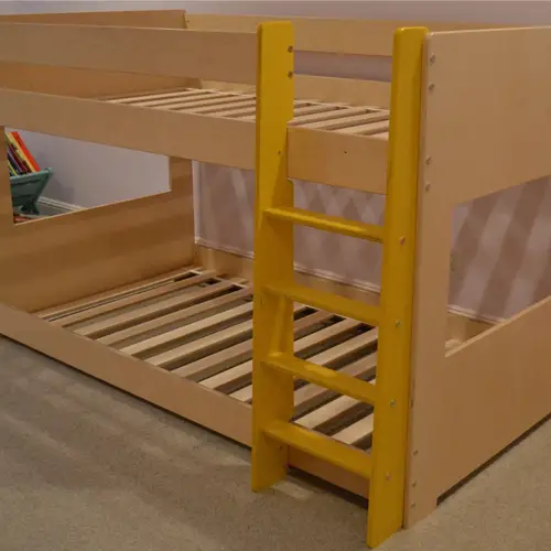 Birch plywood mid-bunk toddler bed with ladder