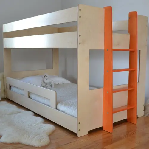 Handmade birch multiply low-bunk bed for toddlers