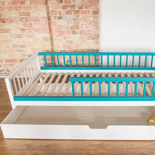 Handmade toddler platform bed with storage drawers