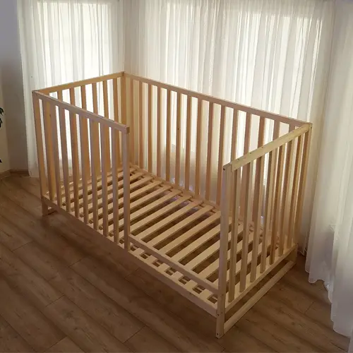 Handmade wooden Baby cot with guardrails