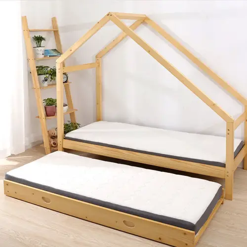 Harper Orchard's wooden platform bed with trundle