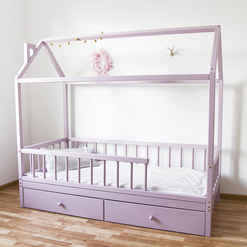 Montessori style house bed with storage drawers