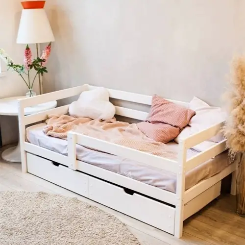 Montessori twin bed with slats & railings