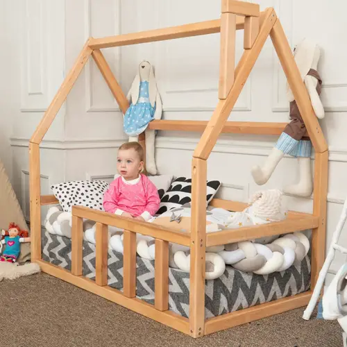 Tent frame toddler bed in wood