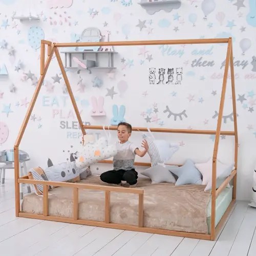 Toddler twin house floor bed