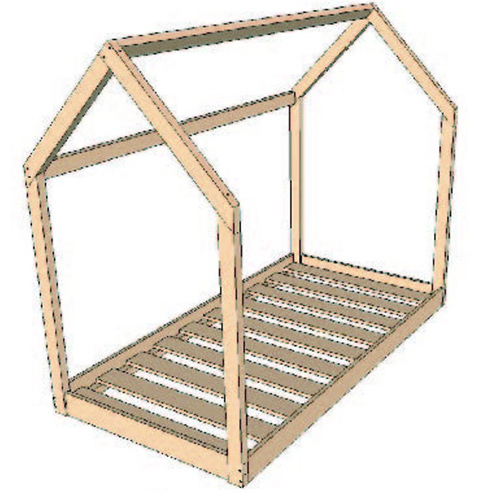 Twin sized canopy floor bed plan with slats