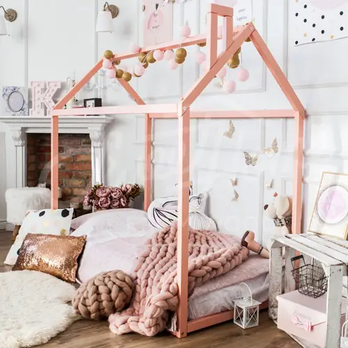Wooden house baby bed