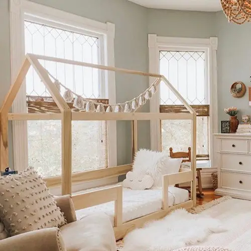 Wooden house twin bed frame