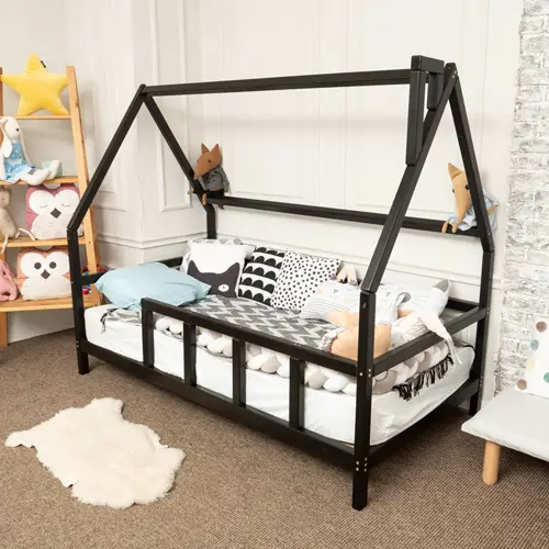 Wooden Montessori house frame bed for toddler