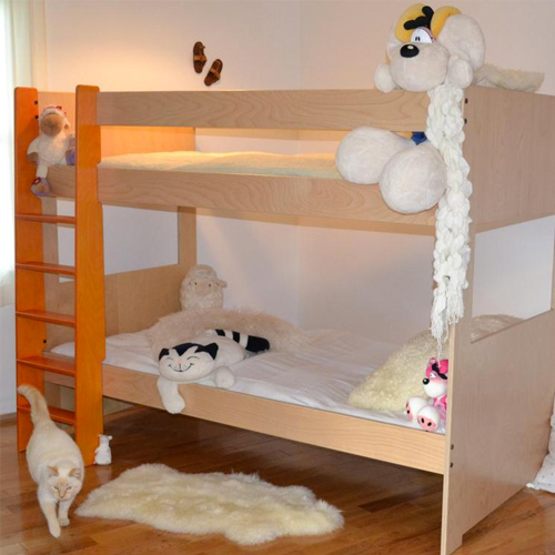 Twin bunk bed in modern natural birch