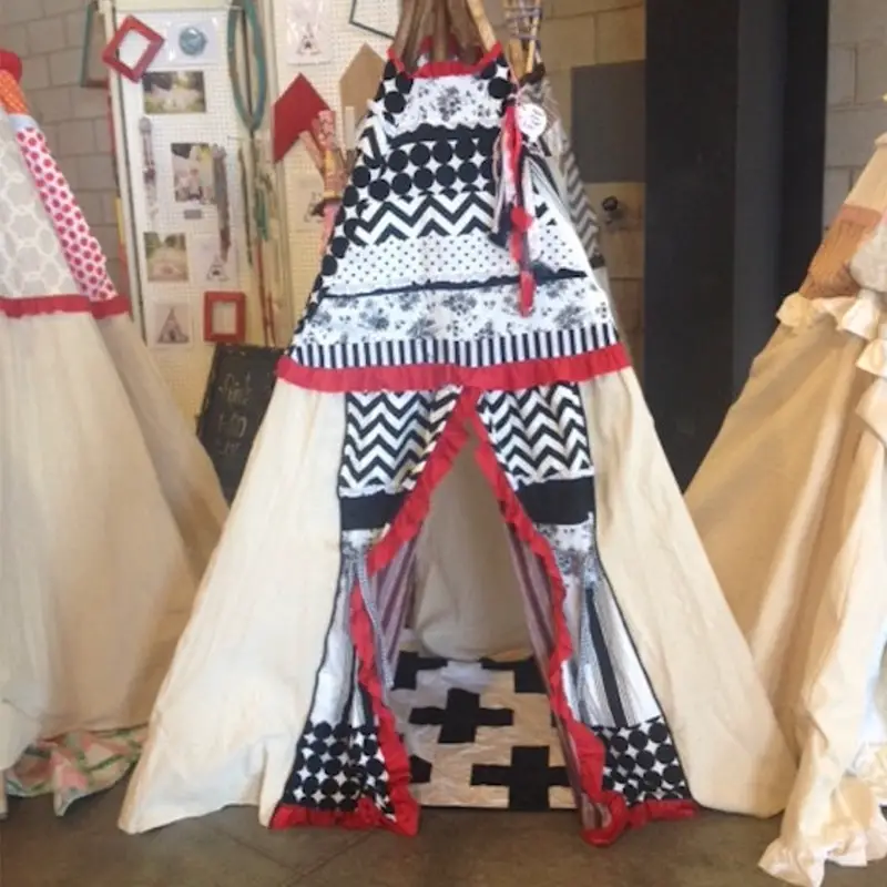 8 Ft Teepee With a Lovely Red Ruffle