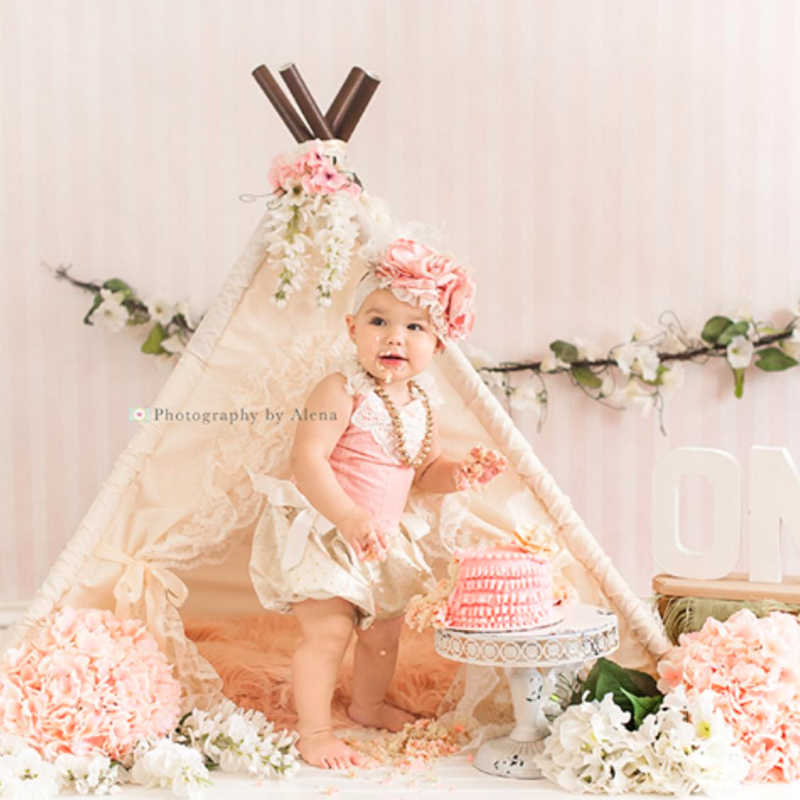 Dreamy White Teepee With Lace and Ribbon