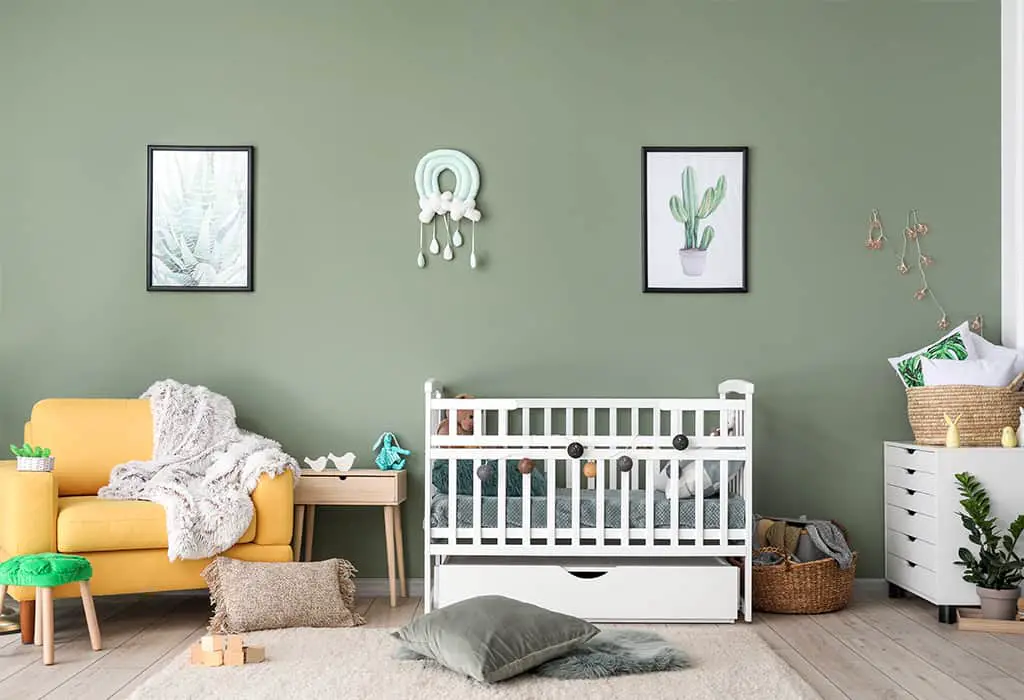 Nursery with green wall