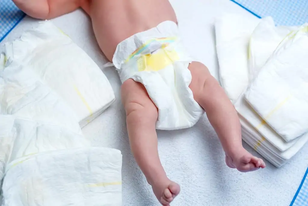 Baby diapers on changing station